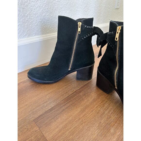 UGG Fraise WHIPSTITCH Black SUEDE Bow ZIP Booties BOOTS Womens US 9 - Picture 5 of 9